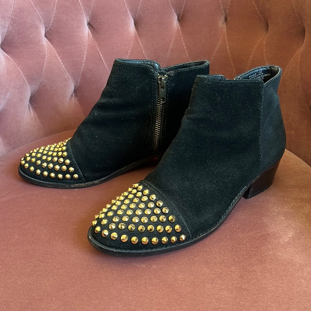 Steve Madden Black Suede Gold Studded Booties